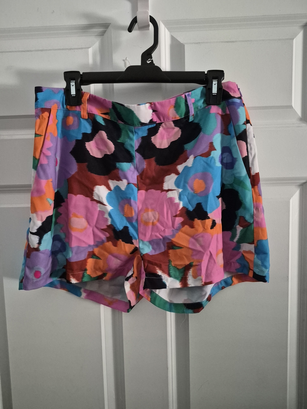 Lili Sidonio Floral Shorts Abstract Retro Festival Colorful Barbiecore Large